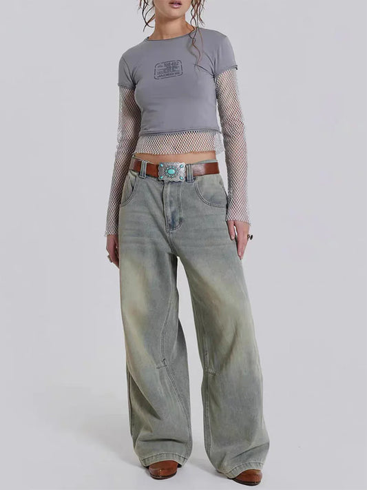 Women High Waisted Wide Leg Denim Jeans